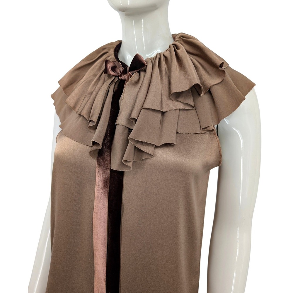 Lanvin Paris Silk Blouse Top w/Detachable Ruffle Scarf Made in France Size 36‎